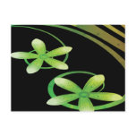 Abstract Green and Orange Flowers on Black Postcards