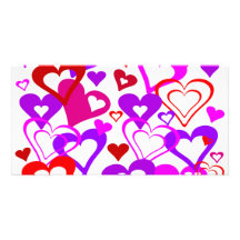 Abstract Hearts Customized Photo Card