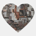 Abstract in Brown and Grey. Pattern. Heart Stickers
