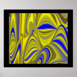 abstract in gold-gelb blau auf schwarz plakat