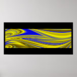 abstract in gold-gelb blau auf schwarz plakat