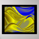 abstract in gold-gelb blau auf schwarz plakat