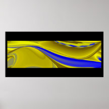 abstract in gold-gelb blau auf schwarz poster