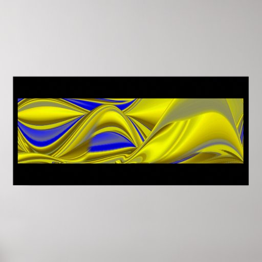 abstract in gold-gelb blau auf schwarz poster
