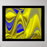 abstract in gold-gelb blau auf schwarz posterdrucke