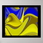 abstract in gold-gelb blau auf schwarz posterdruck