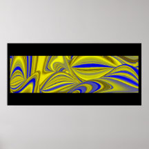 abstract in gold-gelb blau auf schwarz posters