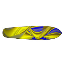 Abstract in gold-gelb blau personalisiertes skateboard