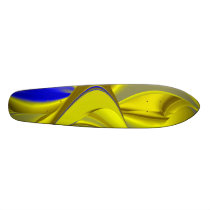 Abstract in gold-gelb blau personalisiertes skatedeck