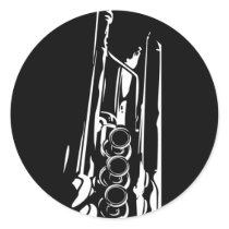 Abstract Jazz Trumpet in Silhouette Round Sticker