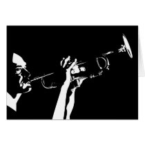 Abstract Jazz Trumpet Player Greeting Cards