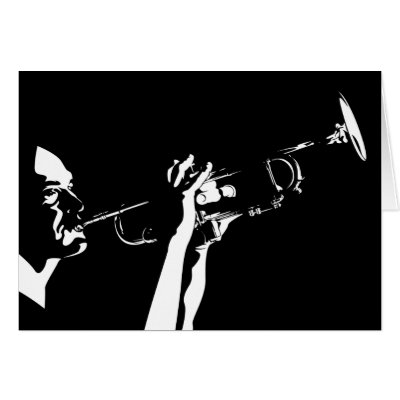 Abstract Jazz Trumpet Player Greeting Cards by markmurphycreative