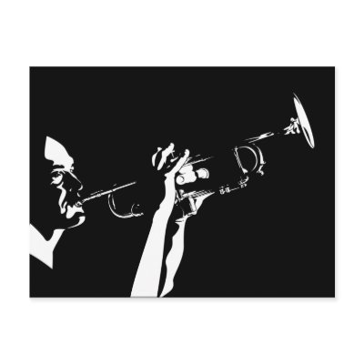 Abstract Jazz Trumpet Player Post Cards by markmurphycreative
