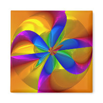 Abstract Metallic Flower Rainbow Colour Swirl