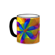 Abstract Metallic Flower Rainbow Colour Swirl Mugs