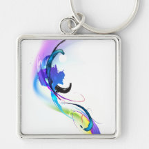 Abstract Morning Glory Paint Splatters Keychain