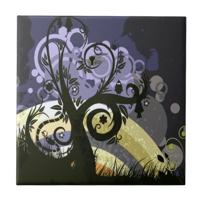 Abstract Nature Design Ceramic Tiles by stationeryshop