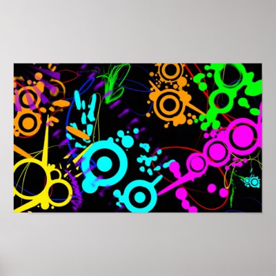 Abstract neon splatter modern canvus poster by 88moonunit