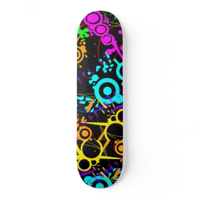 Abstract neon splatter modern skateboard by 88moonunit