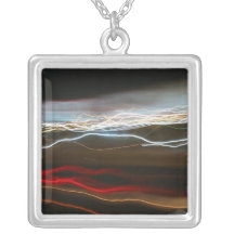 Abstract Night Time Light Trails Blur Personalized Necklace