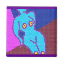 Abstract nude, light blue- magnet