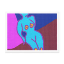 Abstract nude, light blue- postcard