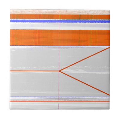 Abstract Orange and white Ceramic Tile