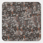 Abstract Pattern in Brown and Grey. Square Stickers