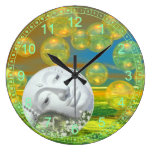 Abstract Peace – Golden and Emerald Serenity Clock