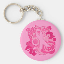Abstract Pink Ribbon Products Key Chain