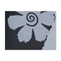 abstract post card with black and white flower