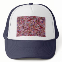 Abstract Postage stamps and magnifiers Trucker Hats