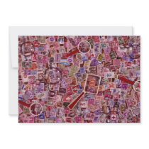 Abstract Postage stamps and magnifiers Personalized Invites