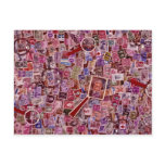 Abstract Postage stamps and magnifiers postcards