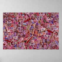 Abstract Postage stamps and magnifiers Posters