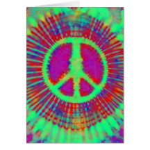 Abstract Psychedelic Tie-Dye Peace Sign Greeting Cards
