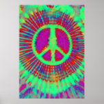 Abstract Psychedelic Tie-Dye Peace Sign Poster