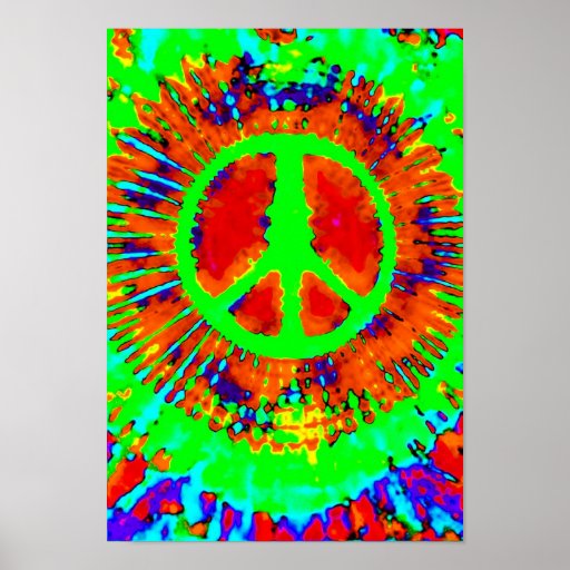 Abstract Psychedelic Tie-Dye Peace Sign Print