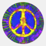 Abstract Psychedelic Tie-Dye Peace Sign Round Stickers