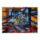 Abstract pug window greeting cards
