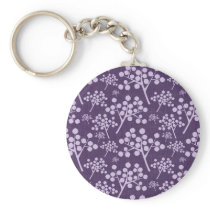 Abstract Purple Trees Keychain