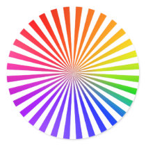 Abstract Radial Lines: Rainbow Round Sticker