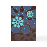 Abstract Retro Snowflakes Greeting Card in Blues