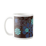 Abstract Retro Snowflakes Mug in Blue