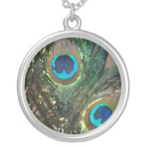 Abstract Rock Peacock Feather Necklace