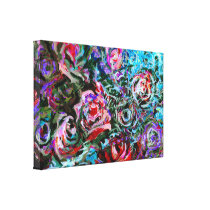 Abstract roses in red and turqoise
