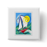 Abstract Sailboat and Sun Stamp
