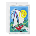 Abstract Sailboat and Sun Stamp invitations