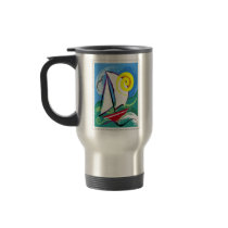 Abstract Sailboat and Sun Stamp Coffee Mug
