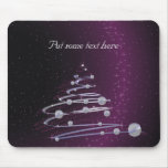 Abstract Silver Christmas Tree on Glowing Purple Mousepads